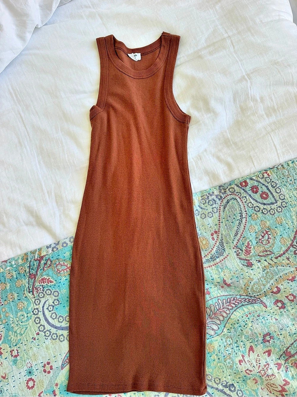 COTTON:ON Rib Tank Midi Dress Ribbed Brown Size XS